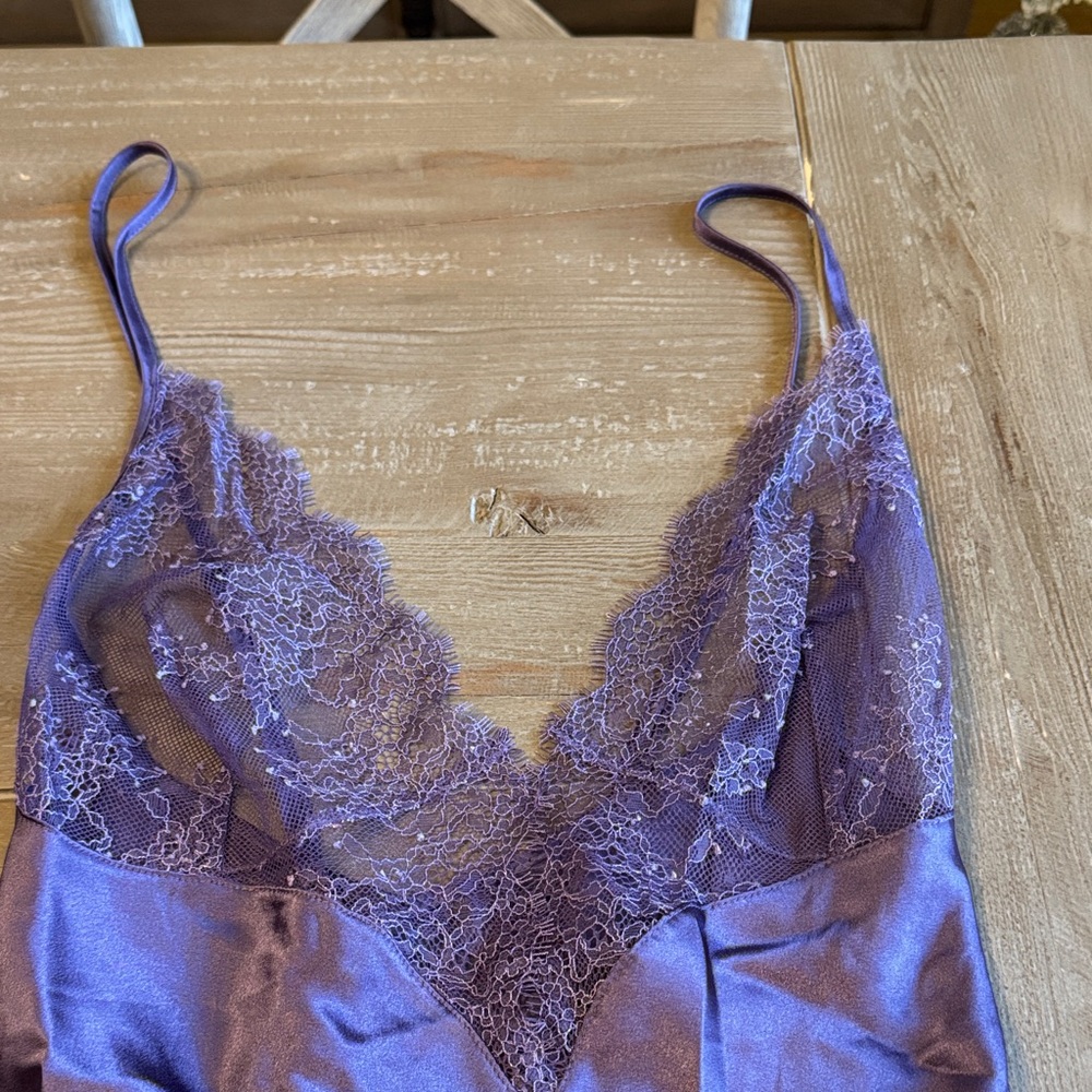 Victoria's Secret Lavender Satin Lace Slip Dress Lingerie - Large - Like New - Picture 5 of 14